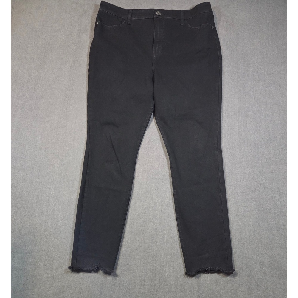 LC Lauren Conrad Super Skinny Jeans Womens 16 Black Super High Rise Frayed Hem